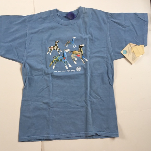 Warrior T Shirt Authentic Native American Design 100% Cotton Four Sioux Ponies